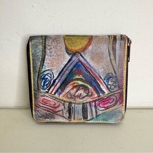 NEW Jane Yoo Vintage Hand Painted Leather Wallet